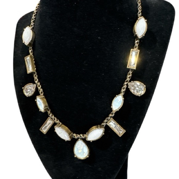 Silpada KR Swarovski Crystal & Genuine Moonstone Antiqued Brass Necklace - Picture 3 of 6